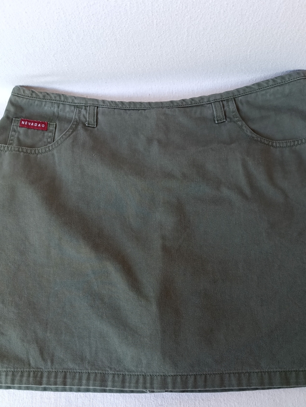 Olive Green Women's Skort Casual Everyday Style With Bold Black Graphic On Back